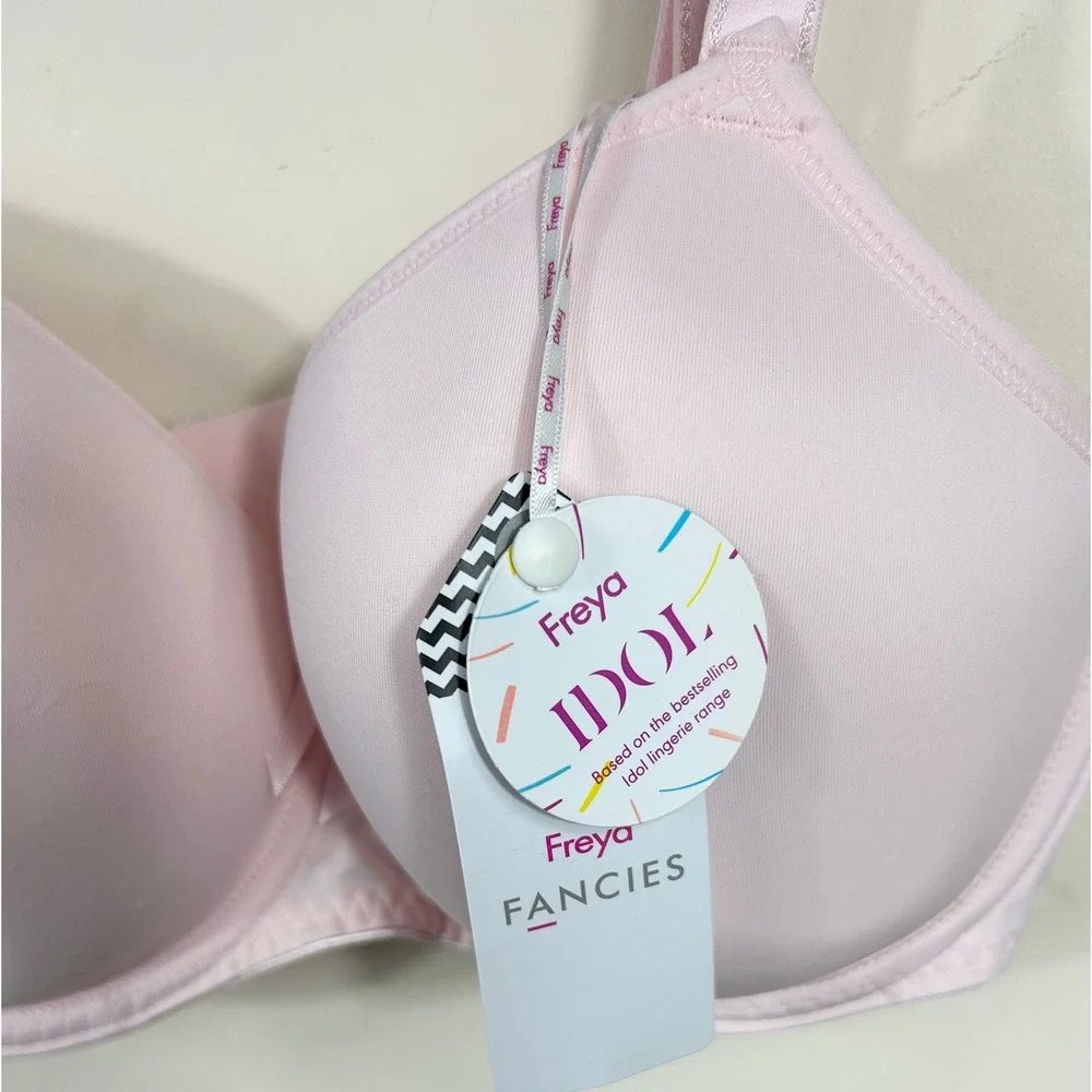 Freya Fancies Idol Balcony T-Shirt Bra Womens 32DD Pink Underwire Molded Cup - Picture 2 of 11